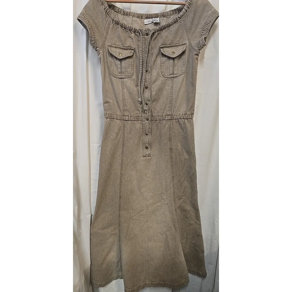 Newport News Jeanology Denim Women's Dress 8 Midi Cottagecore Quiet Luxury - Picture 10 of 14